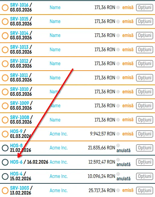 Cum anulez o factură? - pasul 3